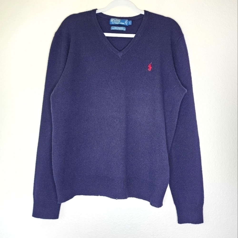 Polo Ralph Lauren Navy Wool Pullover Sweater L